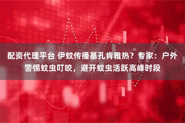 配资代理平台 伊蚊传播基孔肯雅热？专家：户外警惕蚊虫叮咬，避开蚊虫活跃高峰时段